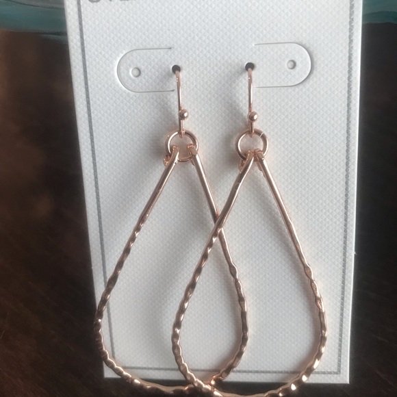 Hammered Teardrop Dangle Earring in Rose Gold - Picture 8 of 8